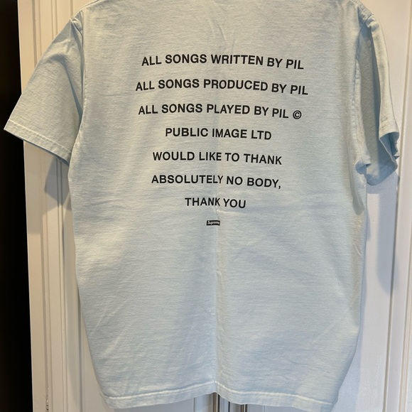 Supreme Light Blue PiL Graphic T-Shirt size men’s M - Picture 2 of 3